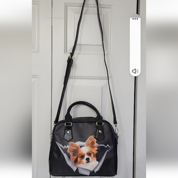 Papillon dog purse black with gold hardware. New without tags - Picture 3 of 7